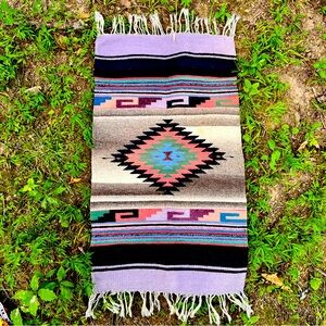 Vintage small wool southwestern pattern rug